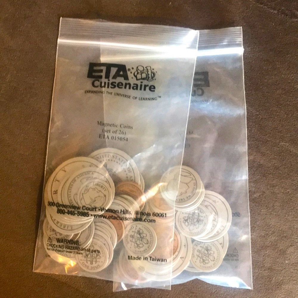 ETA Cuisenaire 2-Lot Magnetic Coins, sets of 26 (Actual 36)
